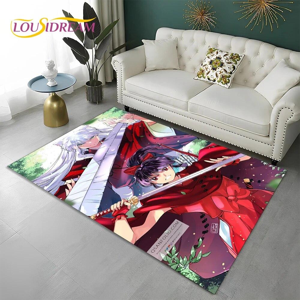 Классический мультяшный 3D ковер в стиле аниме Inuyasha, ковер для дома, гостиной, спальни, дивана, коврика, декор, детский коврик, нескользящий напольный коврик