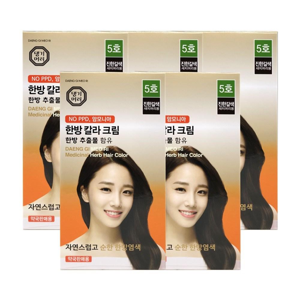 Daenggi Meori Herbal Color Cream Gray Hair Dye No. 5 Dark Brown 5 pcs