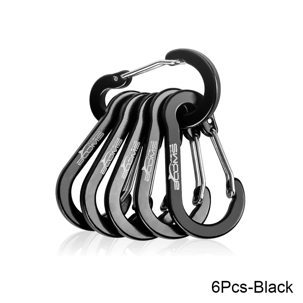 6 Pieces 12 Pieces Outdoor Use Camping Multi-tool Carabiner Steel Small Carabiner Clip Fishing Accessories