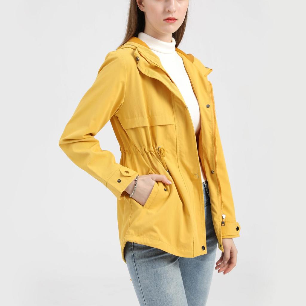 Женская водонепроницаемая куртка-тренч Для пешего туризма На открытом воздухе Ветровка Легкая классическая ветрозащитная с капюшоном Легкое непромокаемое пальто Тонкая верхняя одежда Дождевик