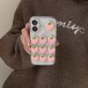 3D Strawberry Transparent Phone Case for IPhone 15 Promax Flash Powder for Apple 16 Pink Girl Heart 17