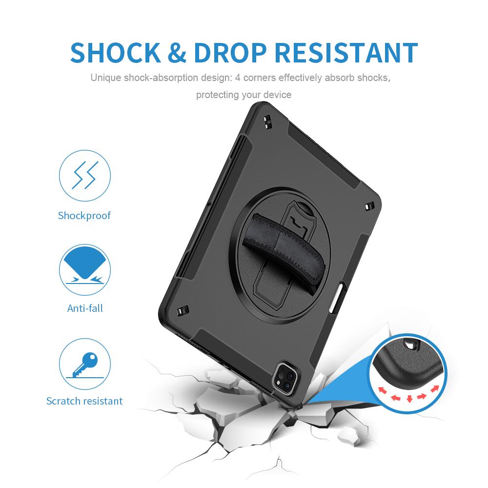 Чехол-подставка для iPad Air 13 (2025)/(2024)/Про 12.9 (2022)/(2021)/(2020)/(2018) Чехол для планшета из ПК+ТПУ с ПЭТ-пленкой/ремнем