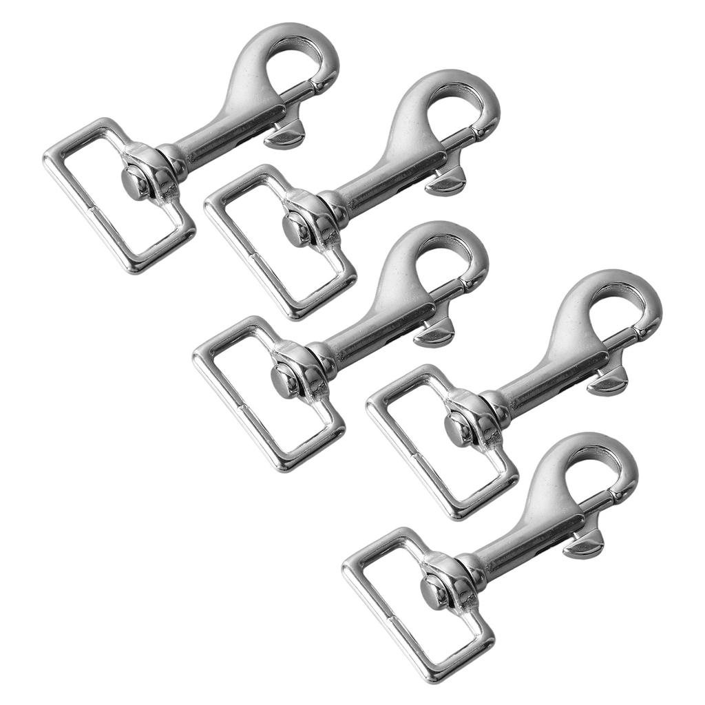 5PCS 27mm Square Tail Snap Hooks 360 Degree Rotating Hook 316 Stainless Steel Spring Shackles for Belt Dog Leash