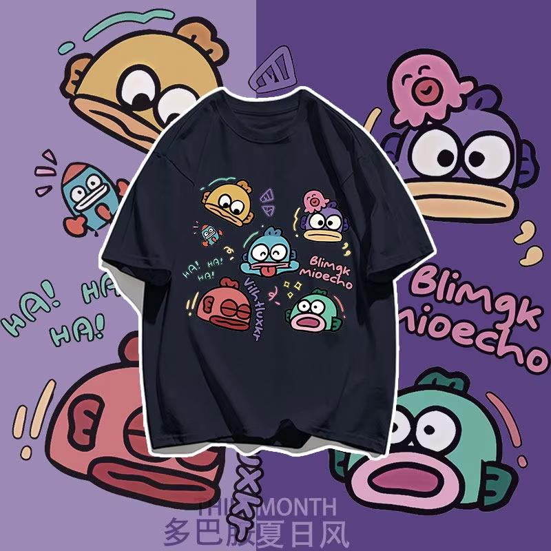 Cotton Breathable Childrens Tshirt 2026 Summer New Fitness Hangyodon Cartoon Printed Casual Parent Child Short Sleeve