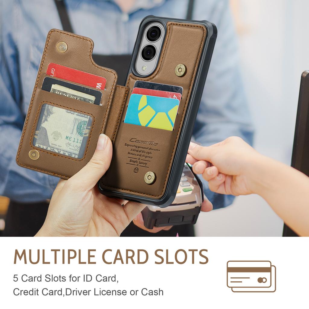 For Samsung Galaxy S25 Edge Phone Case CASEME C22 Leather Back Cover with RFID Blocking Card Slots