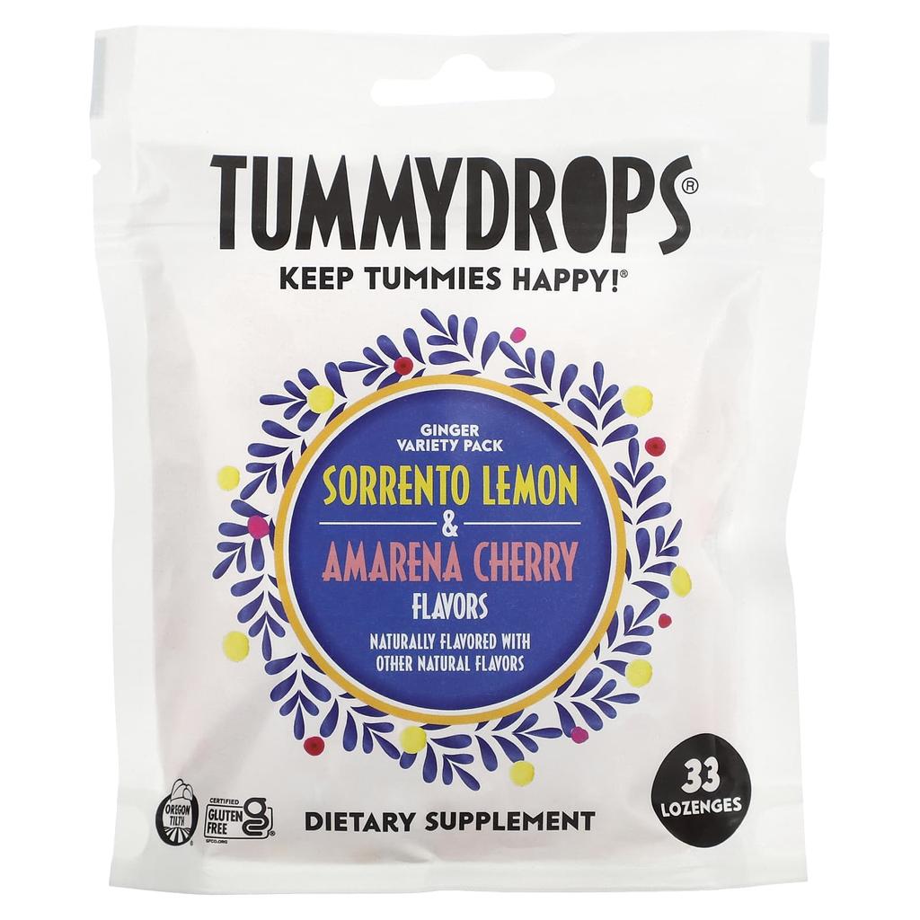 Tummydrops Organic Ginger Variety Pack, 33 Lozenges