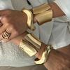 Wide Large Stainless Steel Alloy Silver Plated Asymmetric Geometric Big Cuff Bangle Bracelet Punk Simple Bangles Women