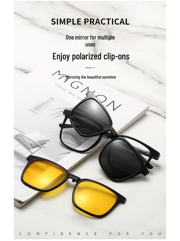 Оправы для очков от близорукости TR90 с магнитными клипсами-поляризованными солнцезащитными очками для мужчин и женщин