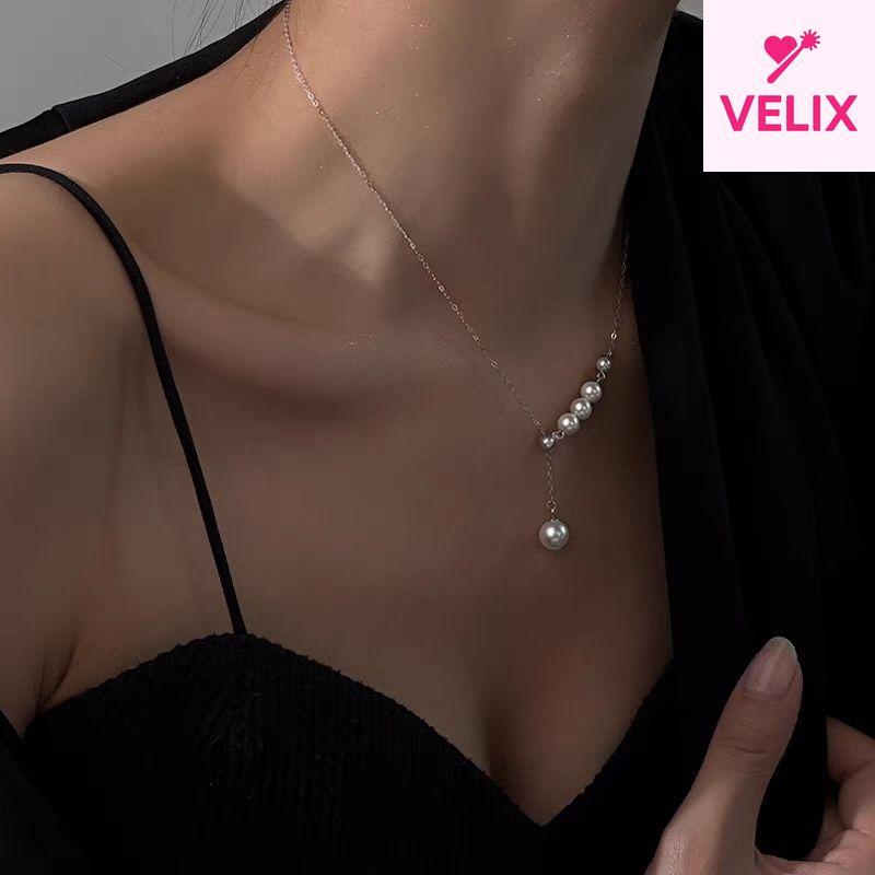 Premium Titanium Steel Pearl Tassel Necklace For Women Korean Ins Niche Light Luxury Versatile High Sense Daily Collarbone Jewelry 2025 New