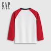 Gap Унисекс детская футболка с принтом логотипа, реглан, с длинным рукавом