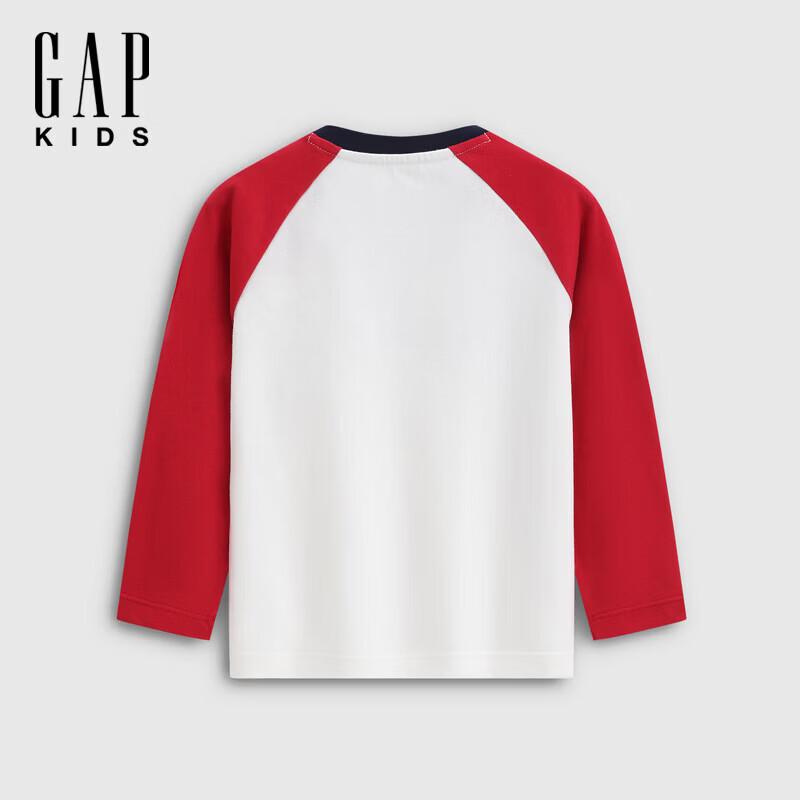 Gap Унисекс детская футболка с принтом логотипа, реглан, с длинным рукавом