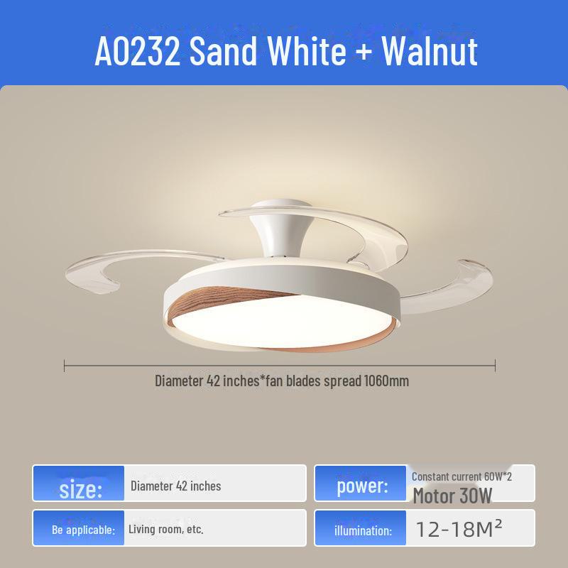 Современный потолочный вентилятор из орехового дерева с интеллектуальным преобразованием частоты для гостиной и столовой