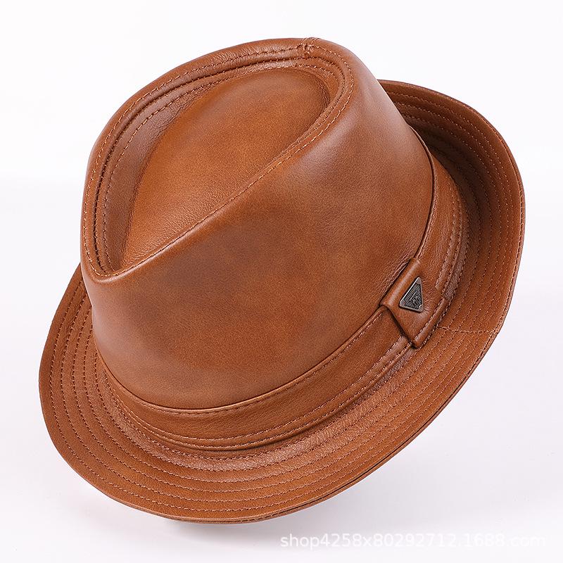 Шляпа джаз из натуральной кожи с узором крокодила для мужчин - Британский стиль, Осень/Зима