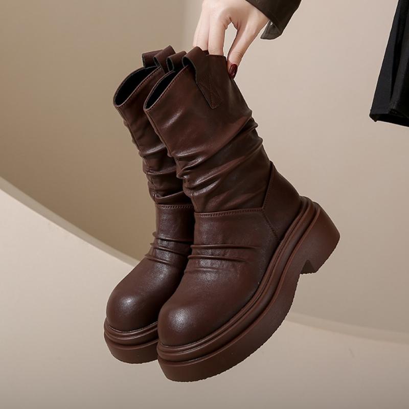 Модные балетки на платформе женские ботильоны плиссированные дизайнерские тренд 2025 новая обувь модные ботинки зимние челси готические для вечеринки женские боты mujer