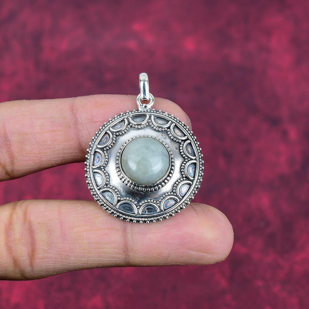 Aquamarine 925 Solid Sterling Silver Pendant, Handmade Gemstone Pendant Jewelry, Gifts For Wife Brand New Pendant