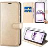 Case for Samsung Galaxy A34 5G with 2 Tempered Glasses - Protection Golden Leather Effect Magnetic Closure