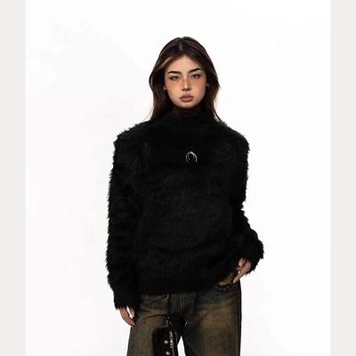 Осень и зима Новый нишевый ленивый стиль Мягкий клейкий свитер Ретро свободный повседневный пуловер Вязаный свитер Главный тренд