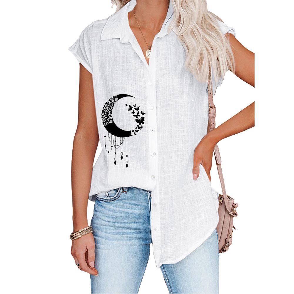 Женская модная футболка с коротким рукавом, весна-лето, повседневные блузки с принтом, тонкие рубашки-кардиганы больших размеров