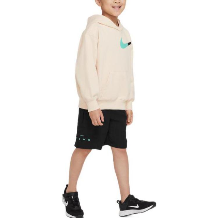 Nike Hoodie Logo Print Pullover Kids Tops Pearl-White FB8383-219