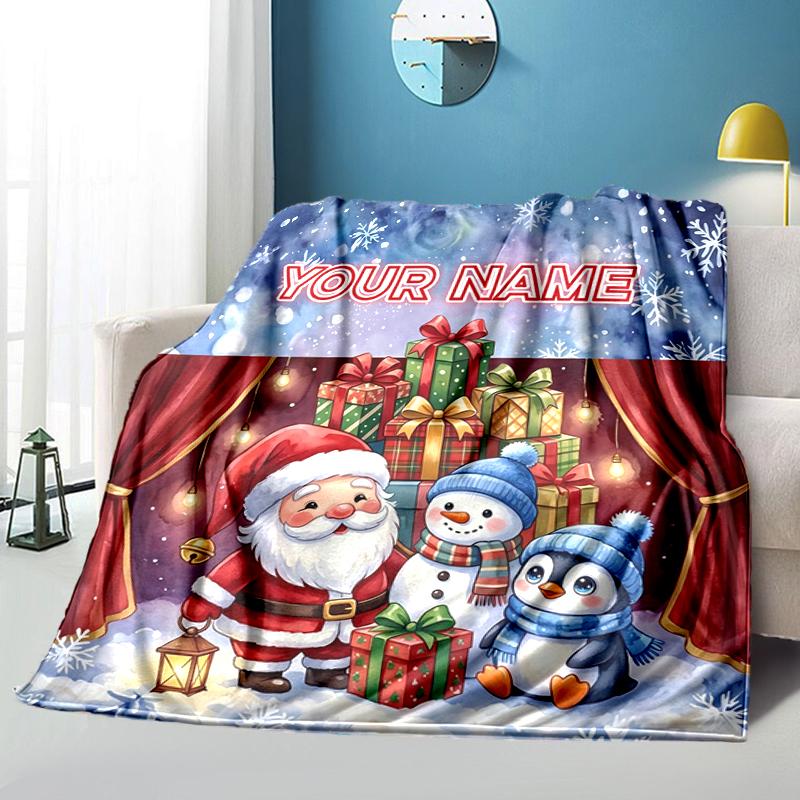1PC Custom Name Christmas Magic Night blanket versatile,all-season throw suitable for the living room,bedroom,camping,travel,and gift