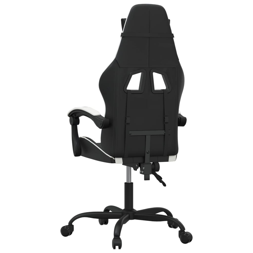 Gaming Chair Black and White Artificial Leather