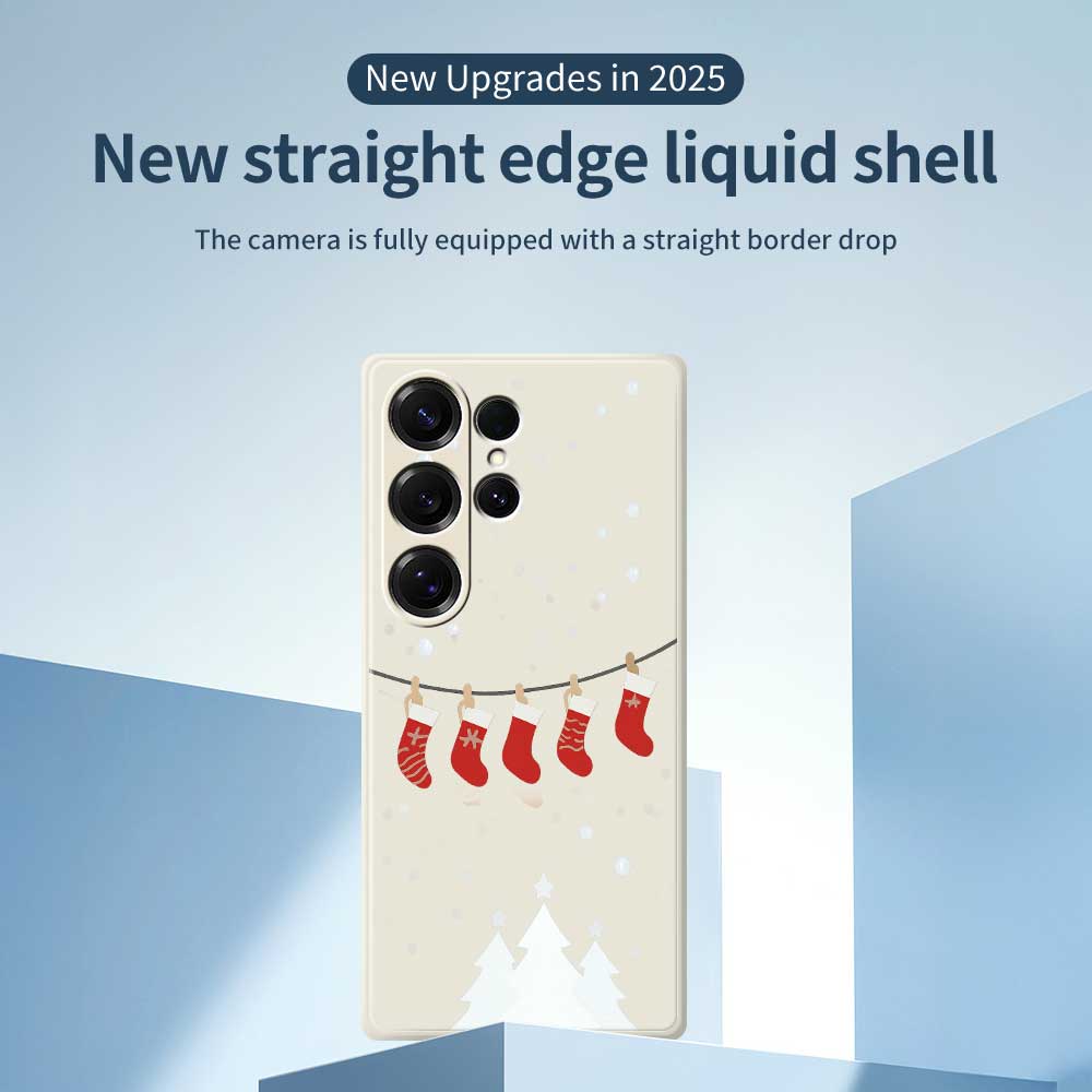 For Samsung Galaxy S25 Ultra Case Christmas Stockings Pattern Printing Straight Edge TPU Phone Back Cover