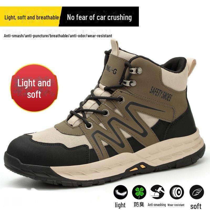Рабочая обувь унисекс для трансграничных перевозок: Противоударные, противоударные, средней высоты, со стальным носком, нескользящие, износостойкие, дышащие, удобные.