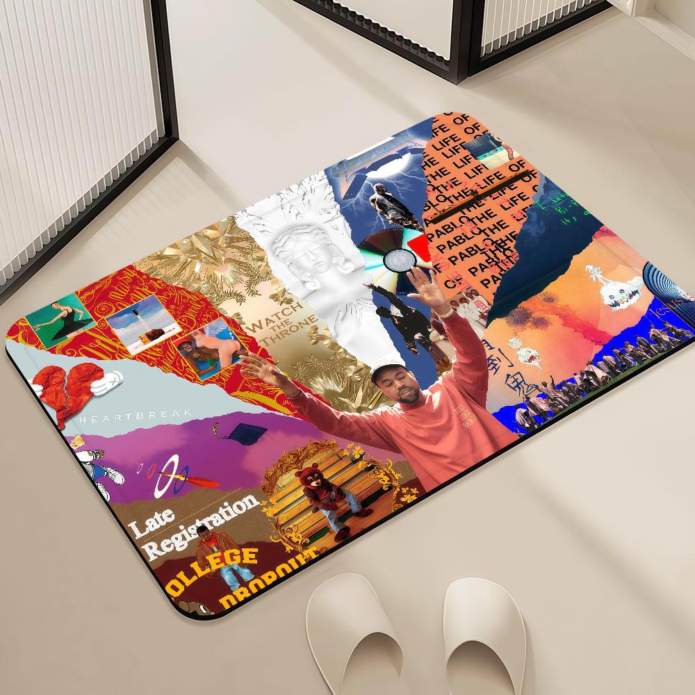 West K-Kanye Door Mat Bedside Entrance Bath Floor Cool Decoration Rapper Corridor Door Mat Carpet Living Room Balcony