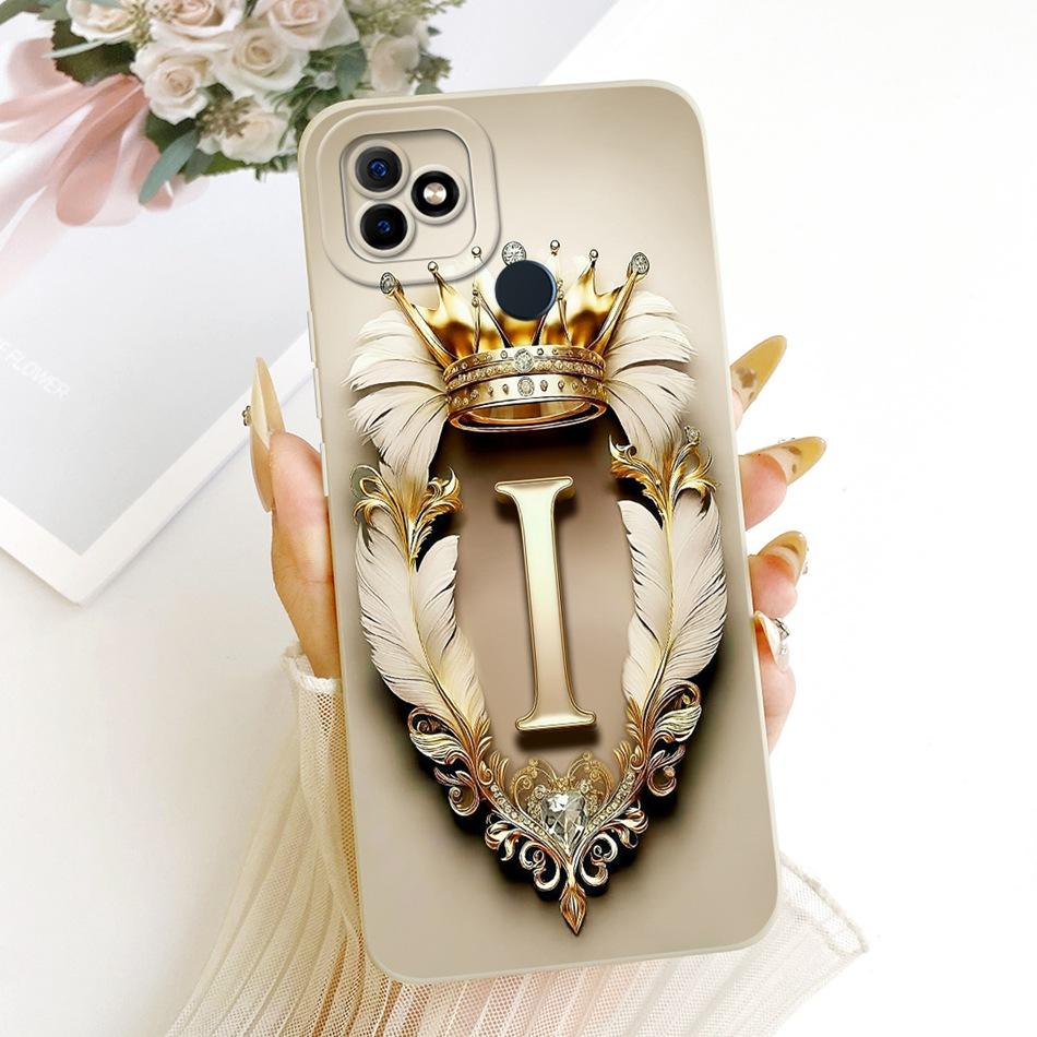 For Itel Vision 1 / P36 / Vision 1 Plus / Itel P36 Play L6005 Feather Crown Initial Letter Phone Case Soft Silicone Cover Bumper