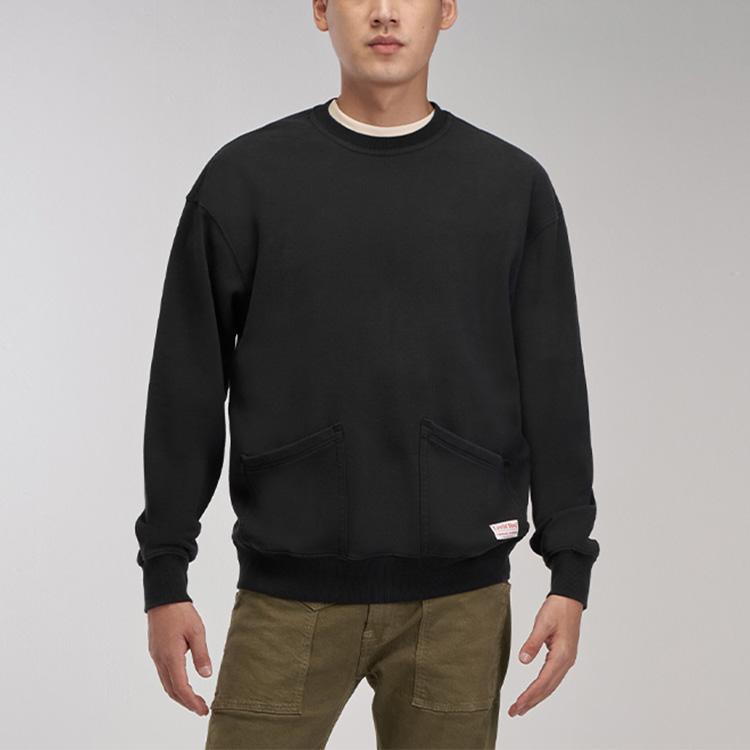 Хлопковый свитшот с круглым вырезом и длинными рукавами Levis Solid Label для мужчин, черный A0147-0001