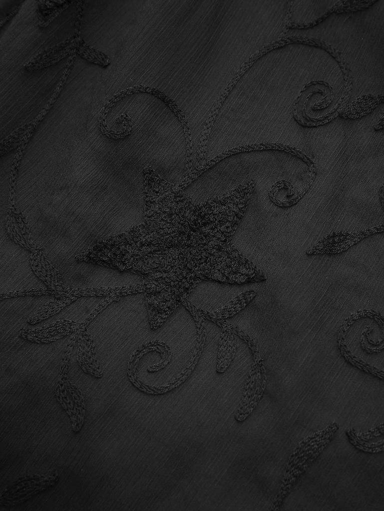 Rosegal Женская блузка большого размера в готическом стиле с вышивкой в виде звезд, шнуровкой, открытыми плечами и расклешенными рукавами, повседневный топ