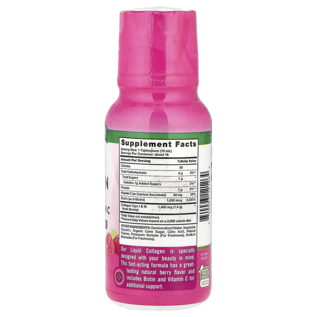 Nature's Truth Premium Liquid Collagen with Biotin + Vitamin C, Natural Berry, 237Ml(8Fl Oz)