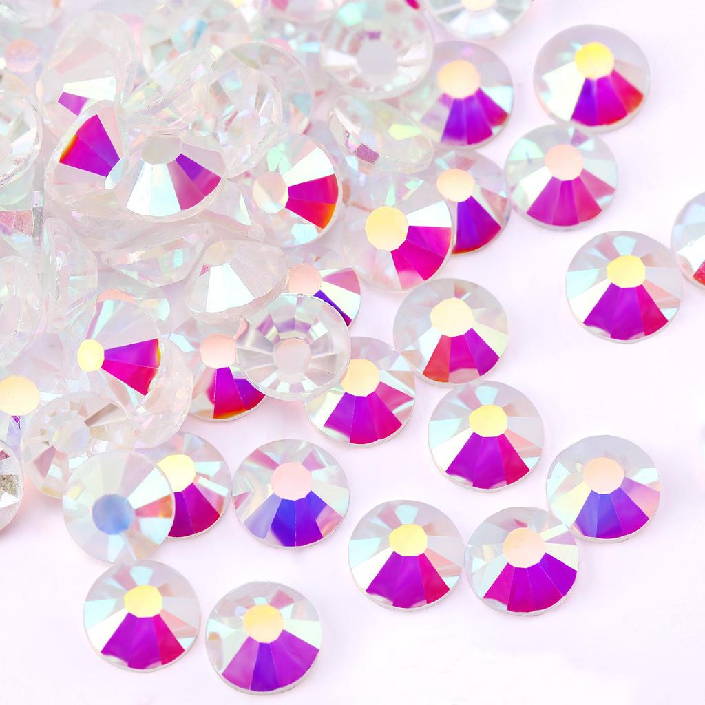 Pujiang Crystal Rhinestone Glass Flat Bottom Diamond Clothing Accessories Round Nail Drill Diy Stud Earrings Bag Sticker Drill