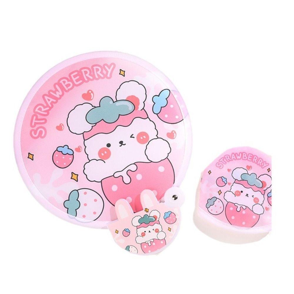 Cloth Hand Held Fan Cartoon Round Fan Portable Folding Group Fan