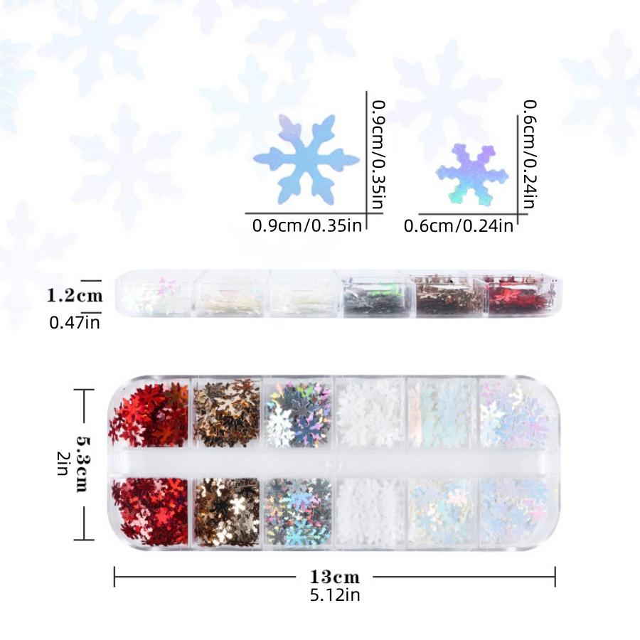 1boxChristmas Snowflake Nail Art Glitter Decorations Autumn Winter Red Gold White Snowflakes Mixed Colors Wearable Nail Glitter