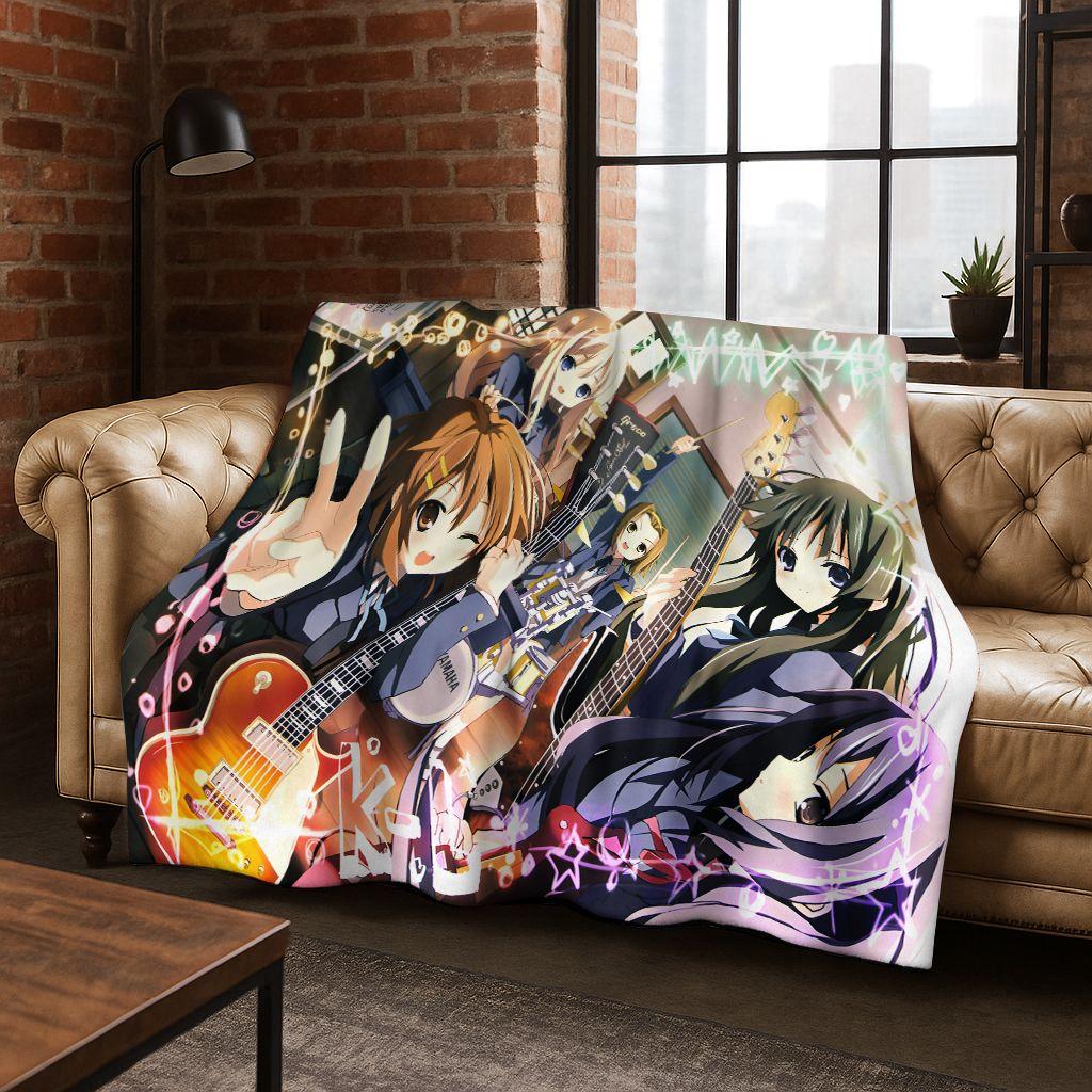 Аниме K-ON Кавайная Девочка Хирасава Юи Музыкальный Мультфильм Фланелевое Одеяло, Уютное Мягкое Плед для Дома Спальни Кровати Дивана Покрытие Ребенок