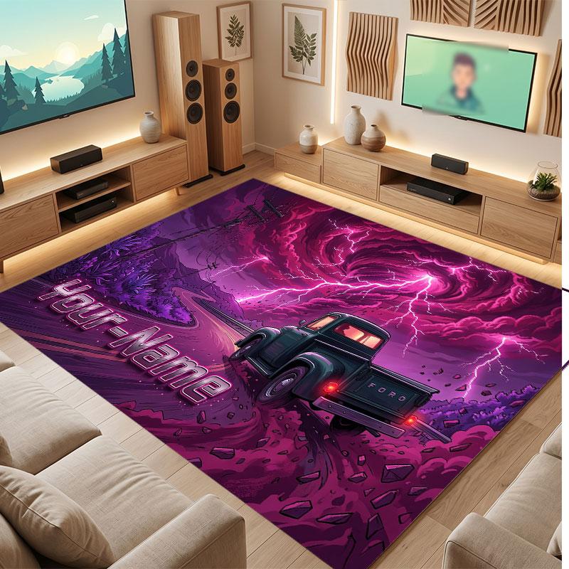 Abstract Personalized Theme Crystal Velvet Floor Rug Personalized Custom Name Text Warm Carpet Home Decoration