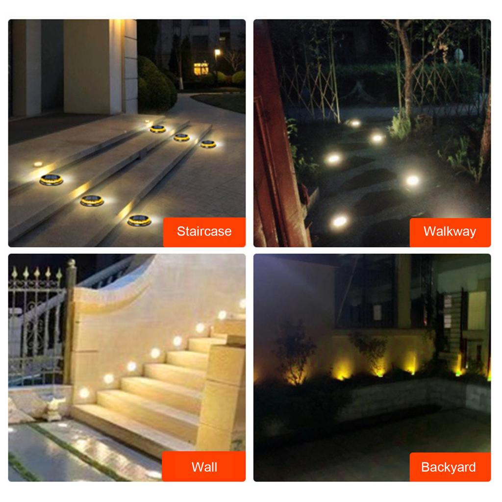Solar Ground Lights Waterproof Solar Garden Lights Auto On/Off Lawn Landscape Lights In-Ground LED