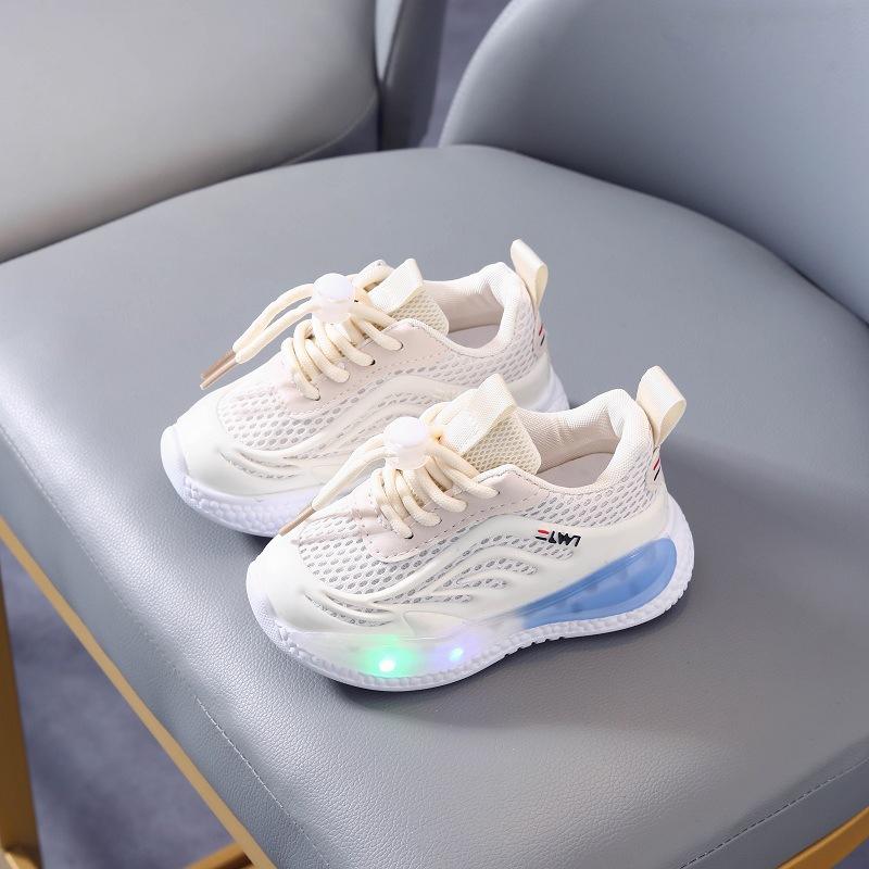 Спортивная обувь, новинка 2024 года, корейская дышащая повседневная обувь, детская обувь со светодиодной подсветкой