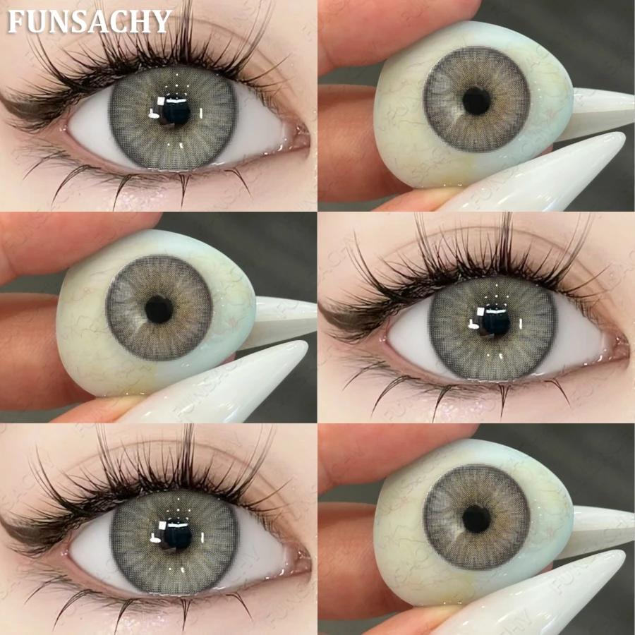 FUNSACHY 1 пара натуральных линз корейского стиля цветные контактные линзы синие линзы коричневые туманные перламутровые цветные линзы высококачественные мягкие линзы