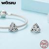 WOSTU 925 Silver Hollow Celtic Knot Charms Snake Pendant Oxidized Love Beads Fit Bracelet DIY Necklace Jewelry