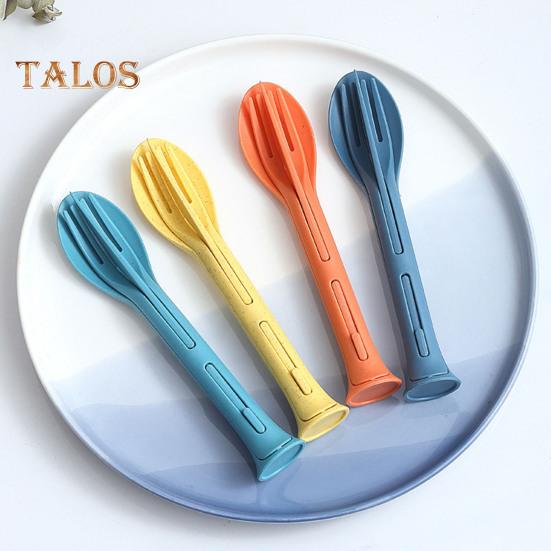 3 шт./компл. 3 в 1, дорожный складной набор столовых приборов, японский стиль, пластиковый резак, вилка, ложка, набор студенческой посуды, домашний школьный лагерь, кухонная посуда