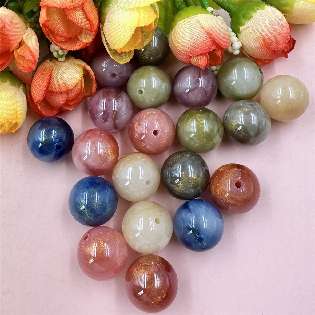 Высококачественные круглые 20 шт. материалы из бисера для изготовления браслетов и сережек акриловые ювелирные изделия глазурованный золотой порошок DIY ювелирные аксессуары свободные бусины 16 мм