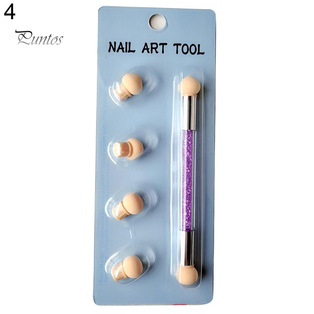 Puntos Nail Art Портативная моющаяся губка с двойной головкой, ручка для рисования, инструмент для нанесения точек