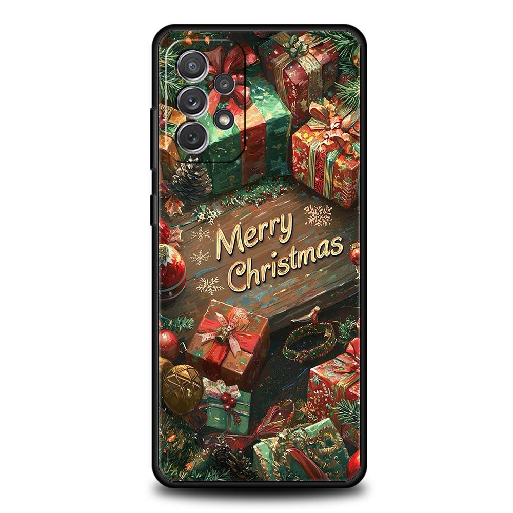 Чехол для телефона 'С Рождеством' для Samsung Galaxy A55 A35 A17 A07 A15 A13 A25 A51 A71 A72 A73 A32 A52 A52S A41 5G Мягкий ТПУ Чехол-сумка