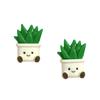 2Pcs Cartoon Potted Plants Fridge Magnet Resin 3D Potted Cactus Aloe Lily Tulip Flower Refrigerator Magnet Kitchen Home Office