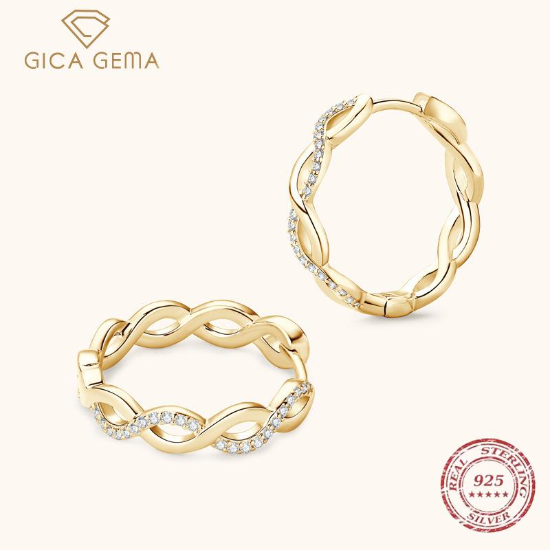 Gica Gema Серьги Explosive Twist Moissanite, женские серьги Niche Design Premium Sense из стерлингового серебра 925 пробы, подарок на День святого Валентина