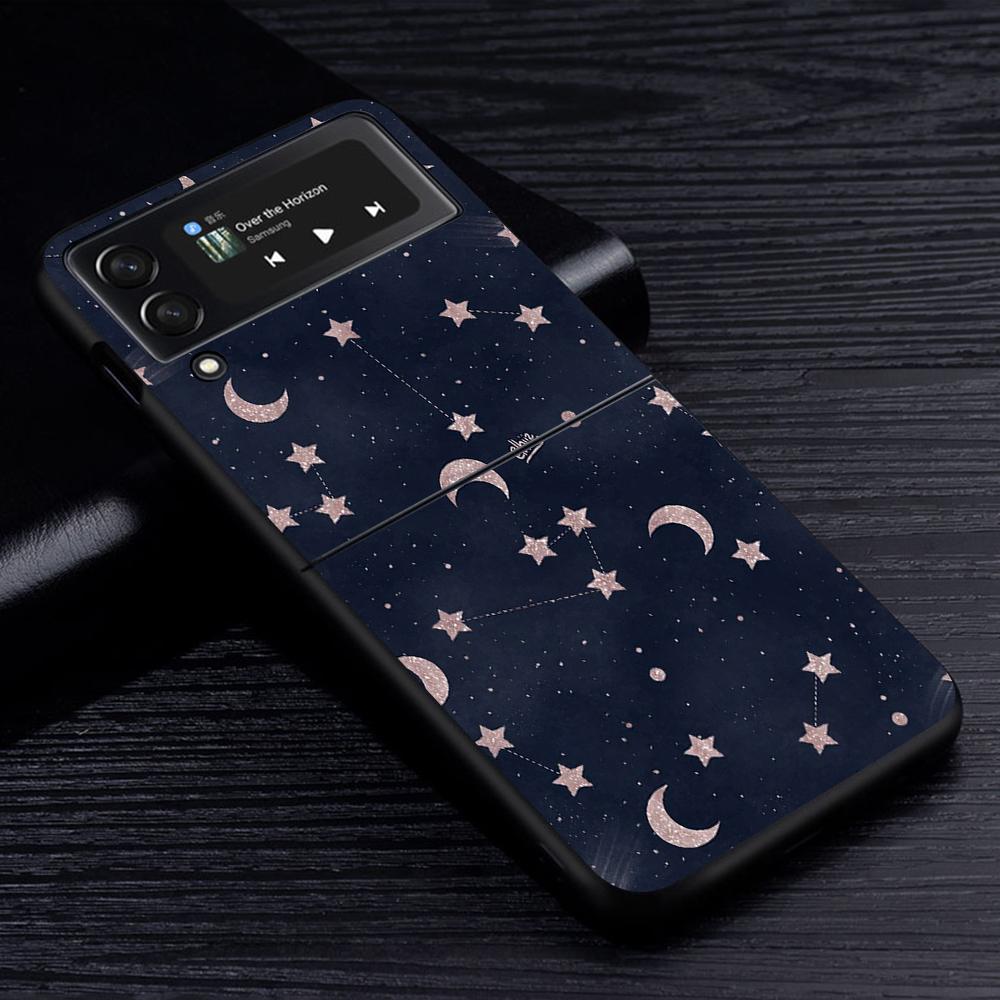 Чехол для мобильного телефона Samsung Galaxy Z Flip3 5G Flip4 Черный чехол Z Flip 3 Жесткий ПК Роскошный чехол Zflip3 Funda Starry Sky Pattern