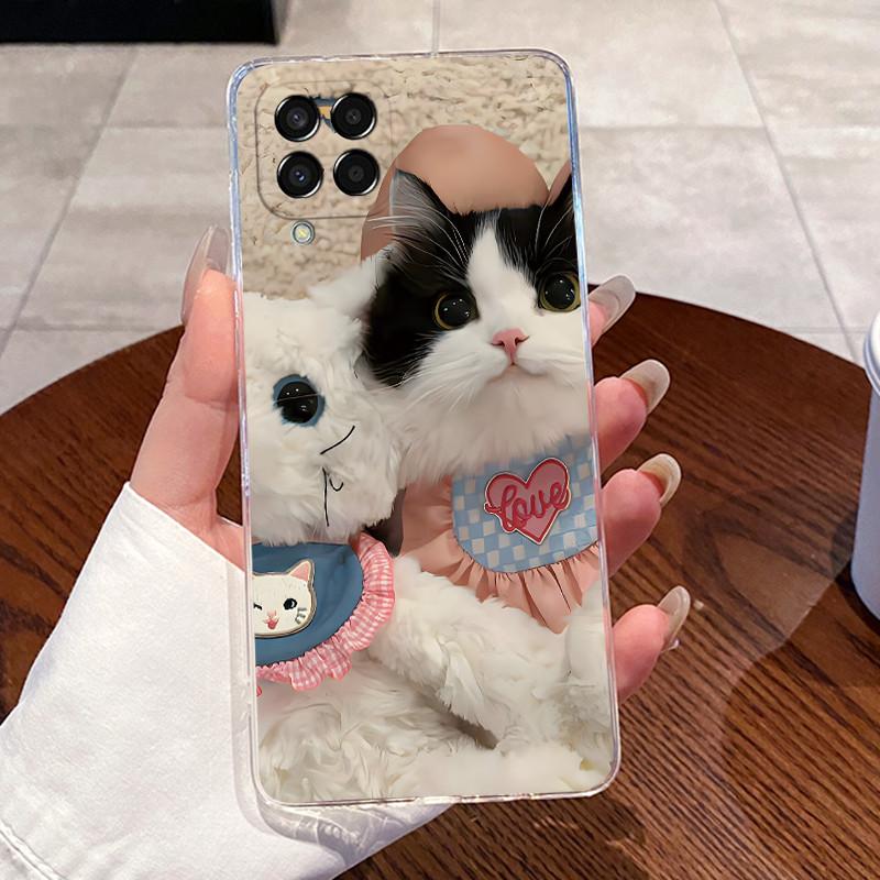 Casing For Samsung M33 5G Case M336B Aesthetic Fashion Cute Cat Transparent Bumper Cover For Samsung Galaxy M33 M53 Phone Case