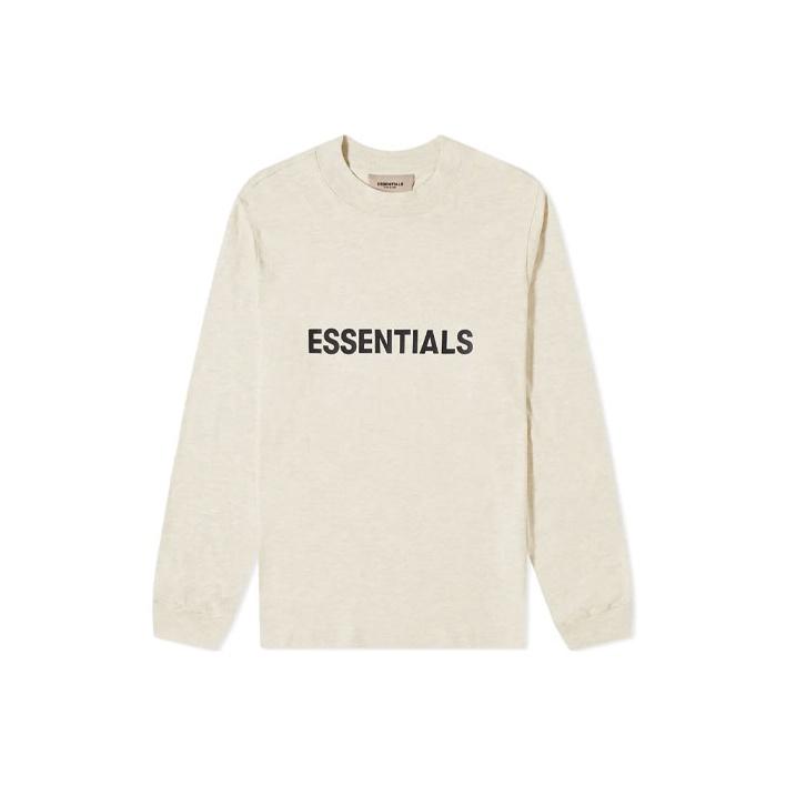 Fear of God Essentials Свободная футболка с длинным рукавом и силиконовым логотипом-надписью Мужские Топы Цвет: Сливочный Крем FOG-SS20-286